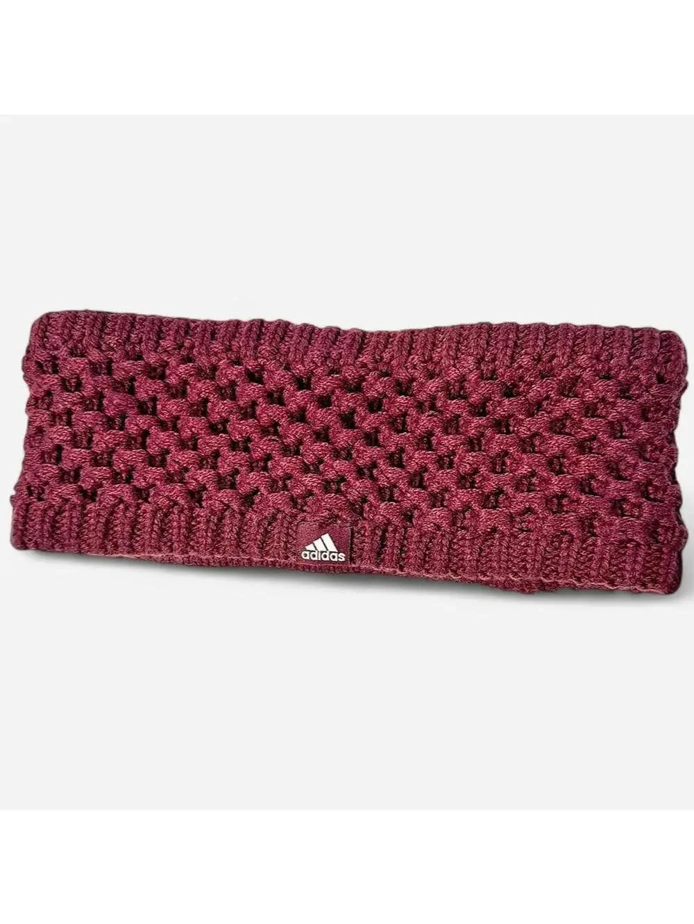 Adidas Burgundy Fleece Lined Cable Knit Winter Headband